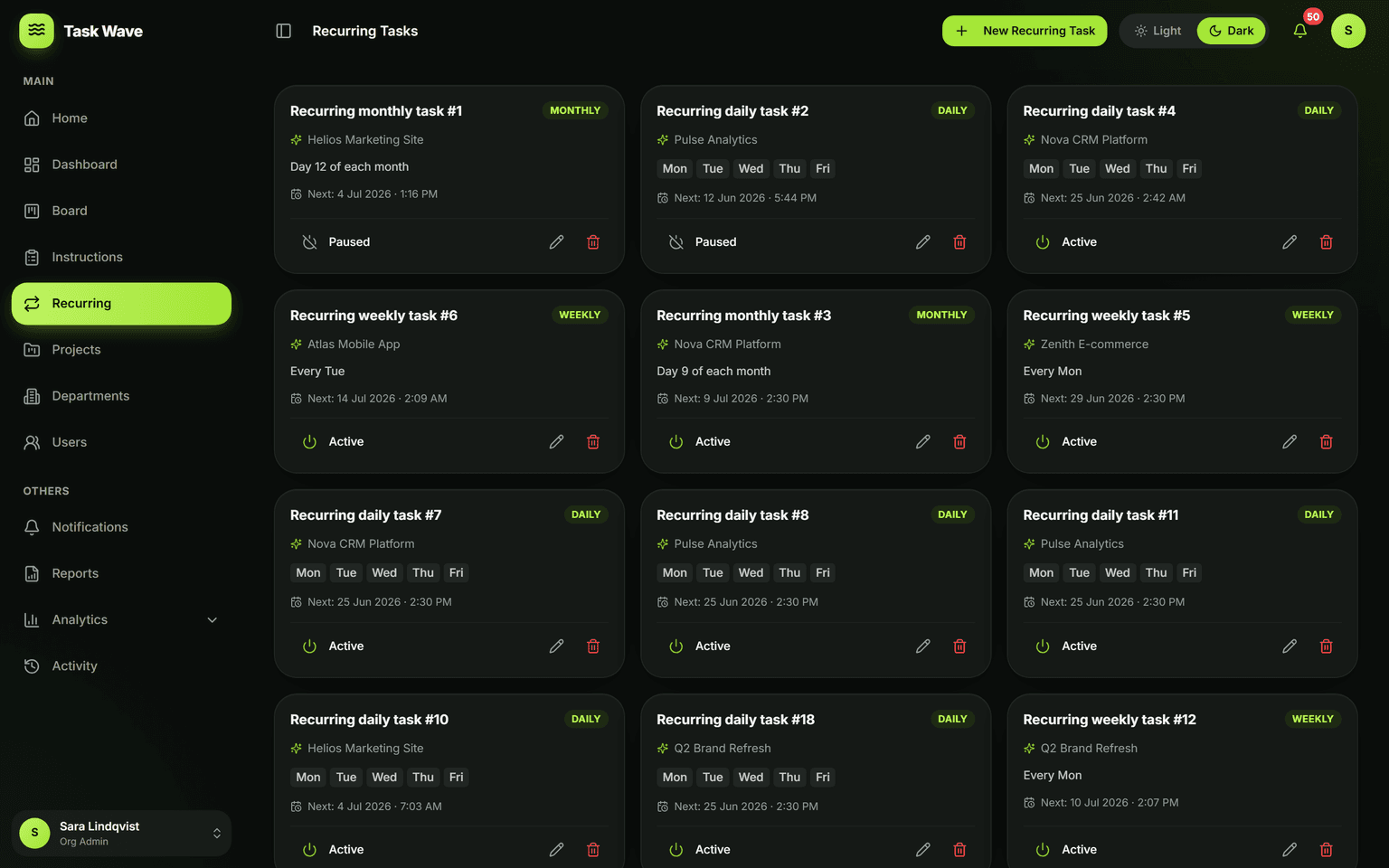 Recurring Work in TaskWave