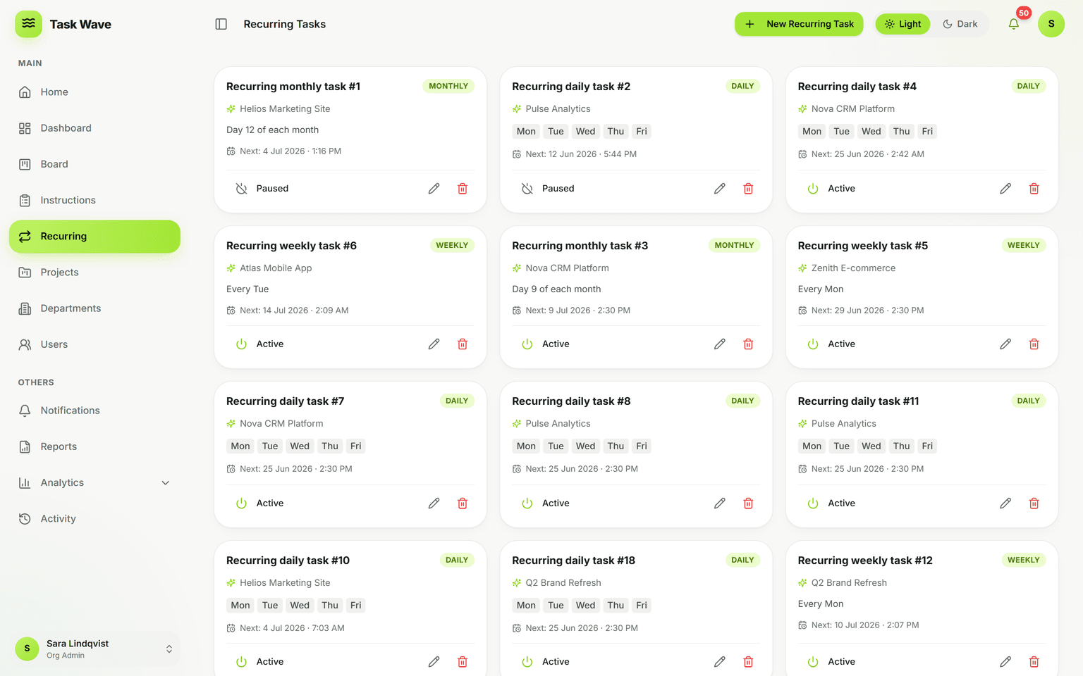 Recurring Work in TaskWave
