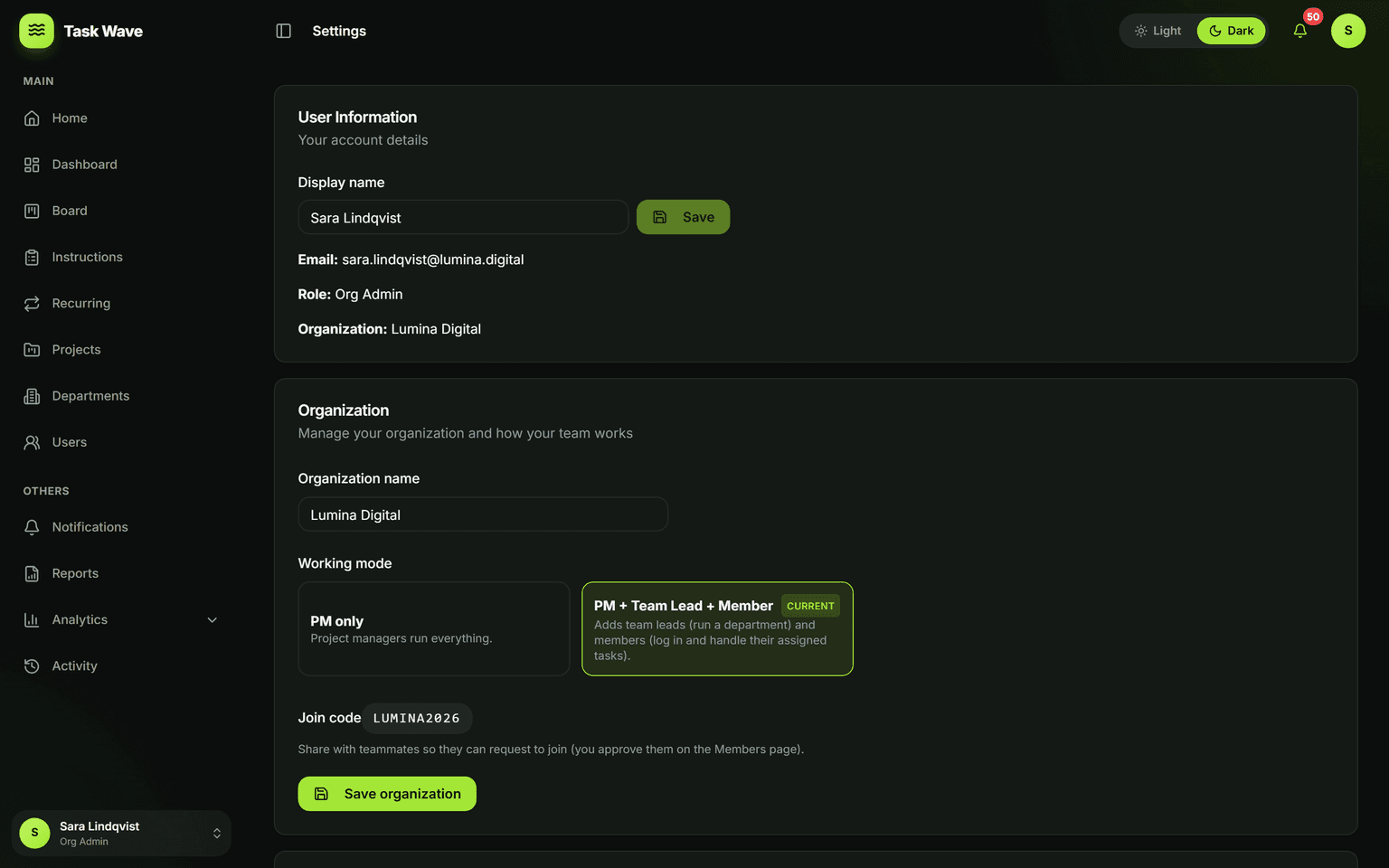 Integrations in TaskWave
