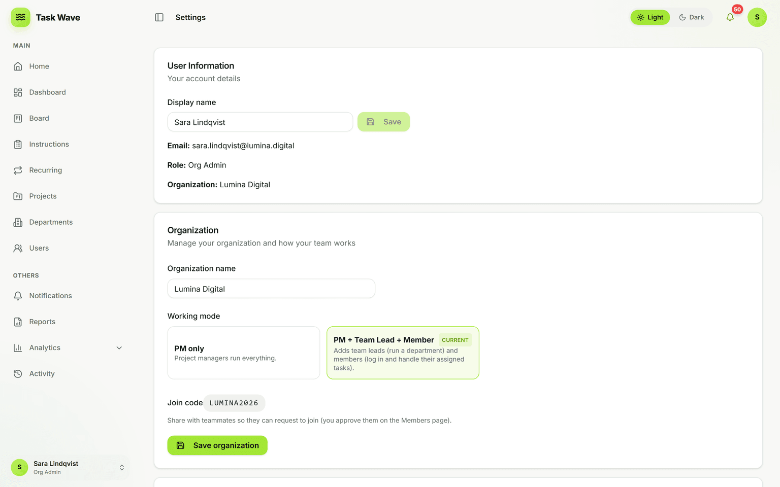 Integrations in TaskWave